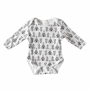 Long Sleeve Onesie | White Teepee | 0-3 Months
