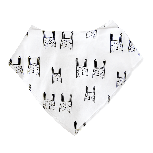 Bunnies Bandanna Bib | White