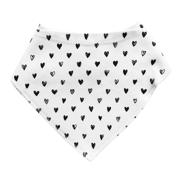 Hearts Bandanna Bib | White