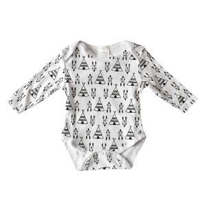 Long Sleeve Onesie | White Teepee | 9-12 Months