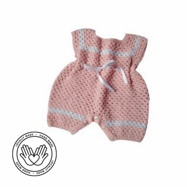 Fruitful Rose Petal Hand-Knit Romper